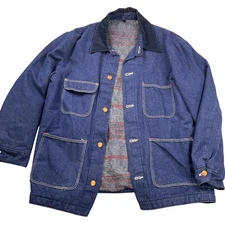 Vintage 70s Wrangler Jacket Mens 42 Blue Bell Denim Chore Blanket Lined Work