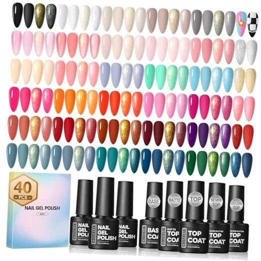 40PCS Gel Nail Polish Set, 7ml 35 Colors Gel Polish 40pcs Gel Nail Polish Set