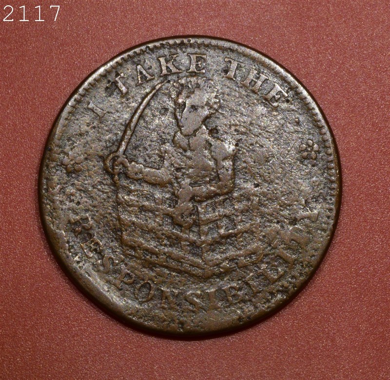 1834-37 Jackson "I Take The Responsibility" Hard Times Token *Combined S/H*