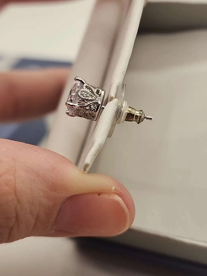 Pendientes de plata enchapados en platino circonita cúbica blanca VKB712W Vanna K para Bella Luce 5,21 ctw Foto 4 de 4