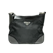 Y1207 PRADA Tessuto shoulder bag black nylon bag 11095