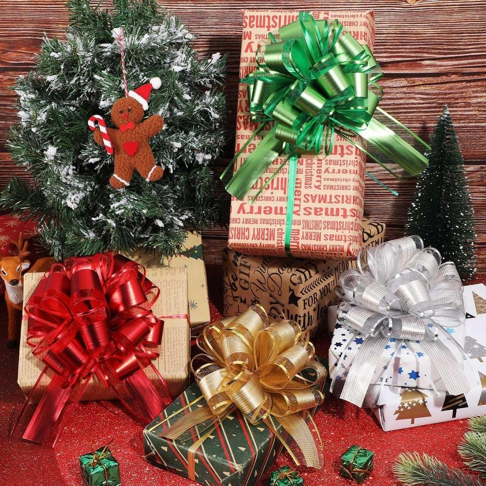 100 Piezas Arcos de Navidad a Granel para Envoltura de Regalo, Arcos de Regalo Grandes de 6 Pulgadas... Foto 2 de 4