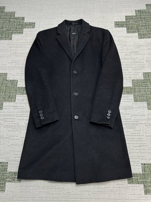 Hugo Boss Overcoat Mens 38 R Black Wool