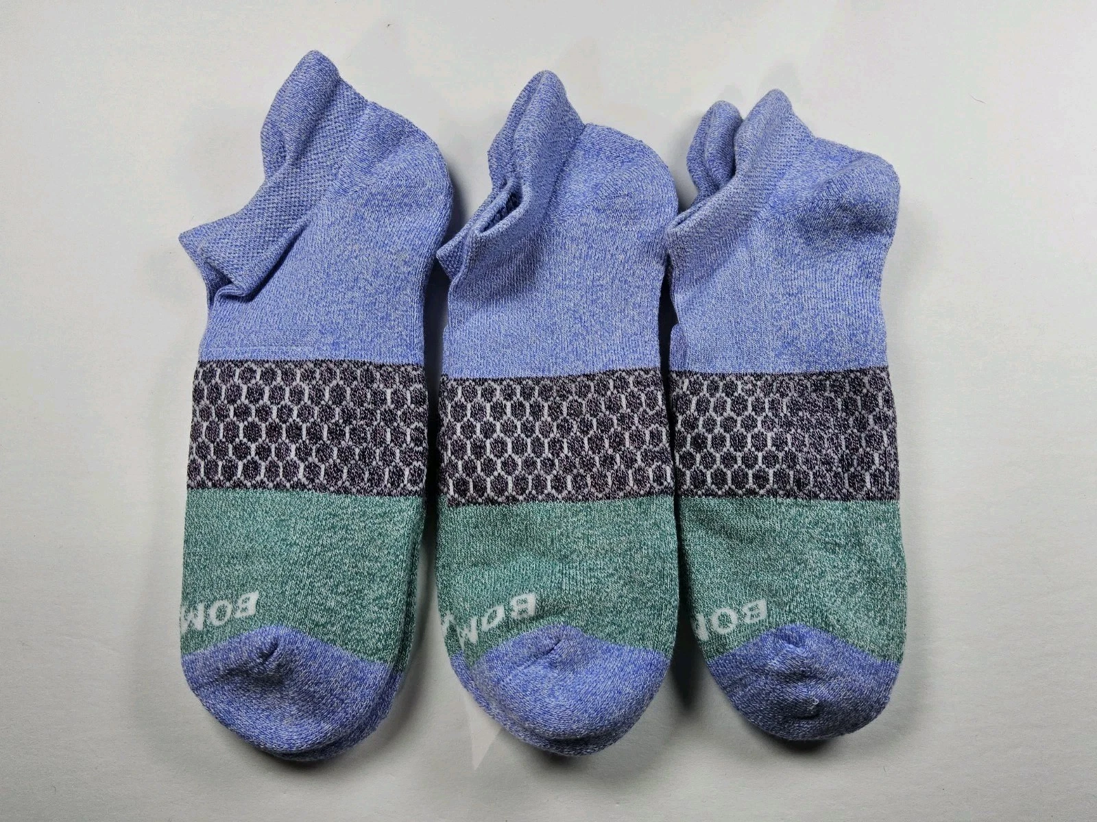 Bombas Original Tri-Block Lot Of 3 Pairs Ankle Socks Size M
