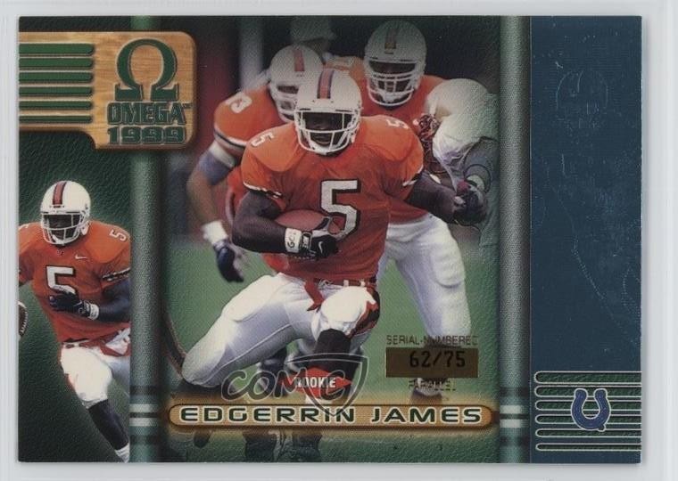 1999 Pacific Omega Platinum Blue 62/75 Edgerrin James #100 Rookie RC HOF 3t8