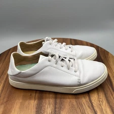 Olukai Pehuea Li Ili Shoes Womens Size 8 White Leather Casual Comfort Sneakers