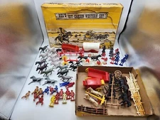 Rel's Kit Carson Western Play Set Plastic Art Toy Horses Cowboys *READ - Extras*