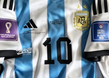 Argentina 100% Official Home Jersey Messi Autograph Edition Shirt World Cup 2022
