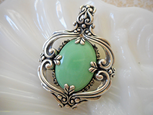 Carolyn Pollack Relios Sterling Silver Green Variscite Enhancer Pendant 60421 - Picture 2 of 15