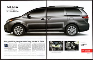 2011 TOYOTA Sienna Original 2 page Print AD - Gray van photo Canada ...