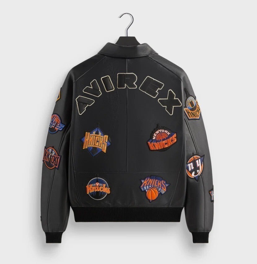 Kith & AVIREX Leather Jacket New York Knicks Icon Patches