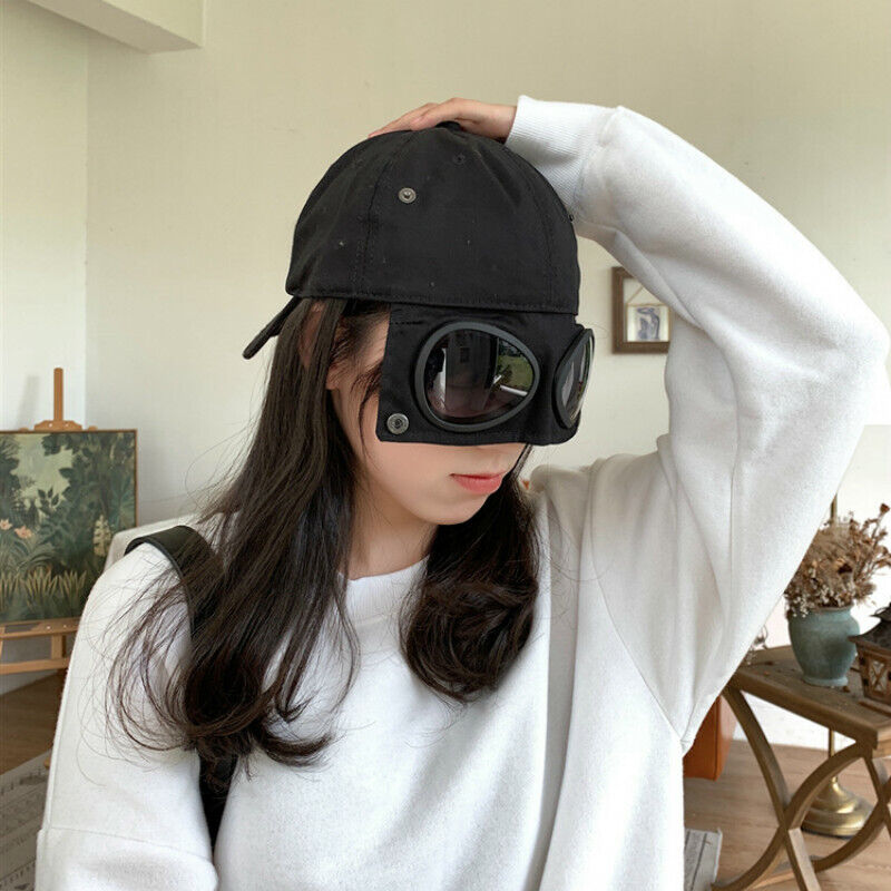 Unisex Aviator Hat Goggles Visor Peaked Pilot Cap Trendy Unisex Aviator Hat Goggles Visor Peaked Pilot Cap Trendy