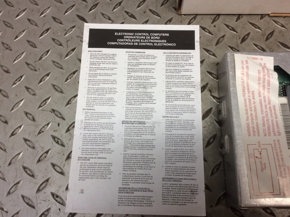 Módulo de control del motor Cadillac DeVille Seville Eldorado Fleetwood 1988 1989 ECM Foto 3 de 4