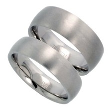 Titan Ihr (6mm) & Ihn (8mm) Kuppel Hochzeit Biegung Ring Set, Gebürstetes
