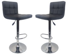 2 x Modena Bar Stools, Black,Grey,Silver,Pink,Yellow, Orange Faux Leather