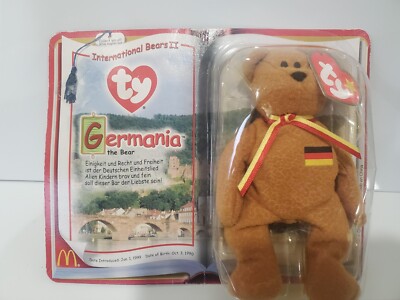 TY Teenie Beanie Baby Germania International Bears II, Tag Errors Unopened