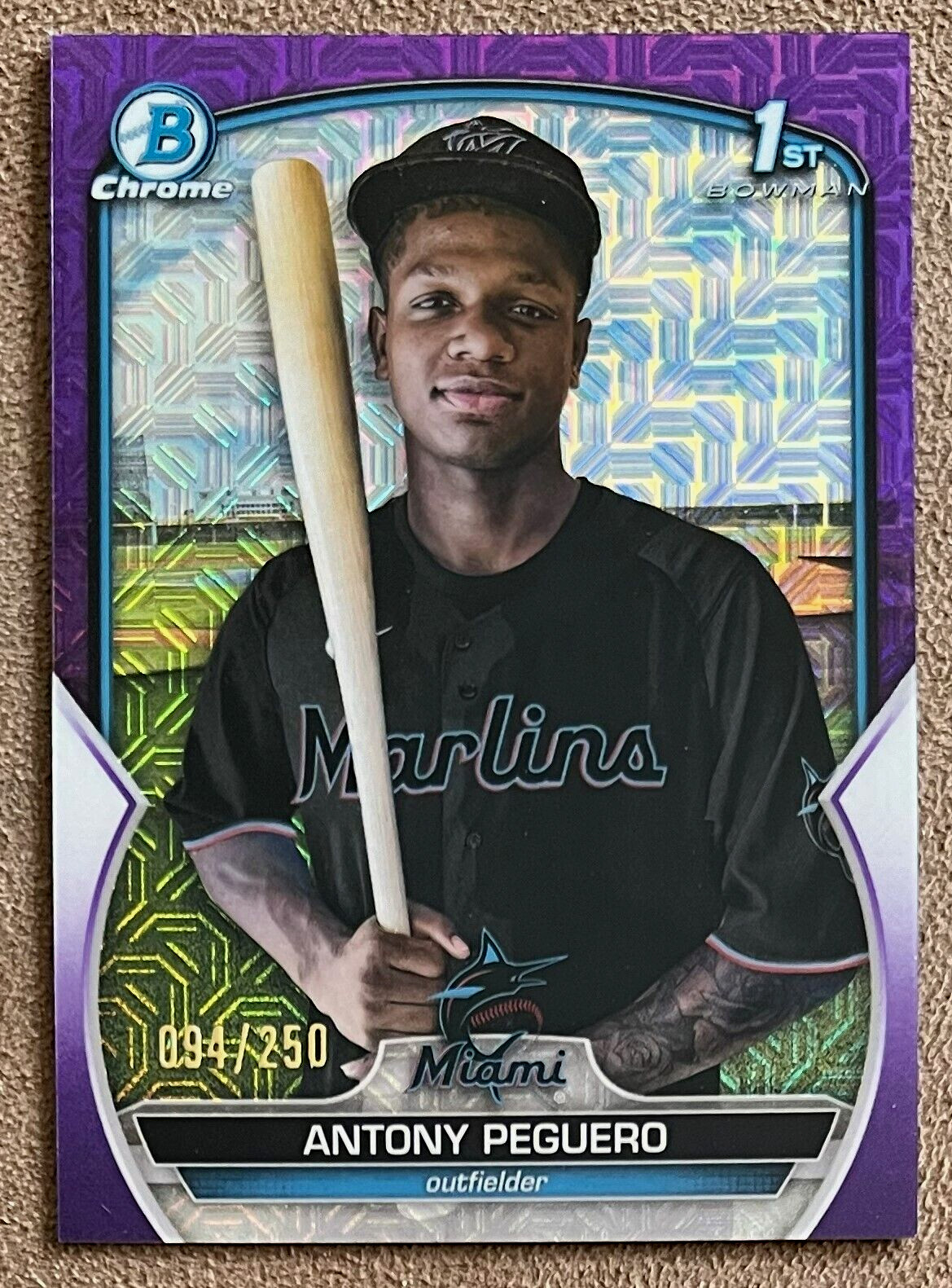 Antony Peguero 2023 Bowman Chrome Mega Box Mojo Purple Refractor #BCP62 /250 RC