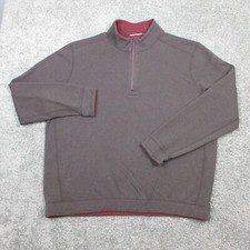 Tommy Bahama Sweater Mens XXL 2XL Red Brown Reversible Knit Quarter Zip Pullover