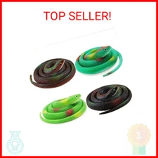 4 Pack 29 Inch Realistic Rubber Snakes for Bird Control in Garden - Fake Rubber