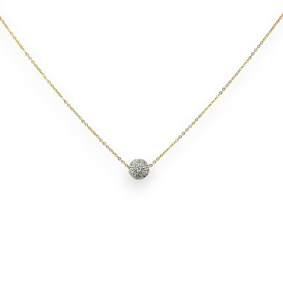 Collier Long Gland Boule Ton Or Avec Strass/cristal - Bijou Statement, Plaqué Or