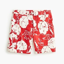 J Crew synthetic 9 stretch board shorts in red and white floral