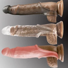 Male Cock-Girth-Enlarger-Enhancer-Penis-Extension-Extender-Sheath-Sleeve-Men Big