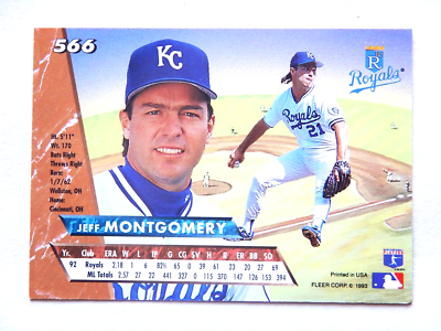 Jeff Montgomery #566 Fleer Ultra 1993 Baseball Card (Kansas City