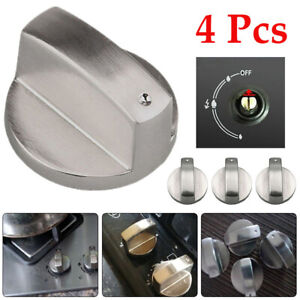 Universal Gas Stove Knobs 4 pcs Cooker Oven Hob Control Knobs Switch 6mm Silver 