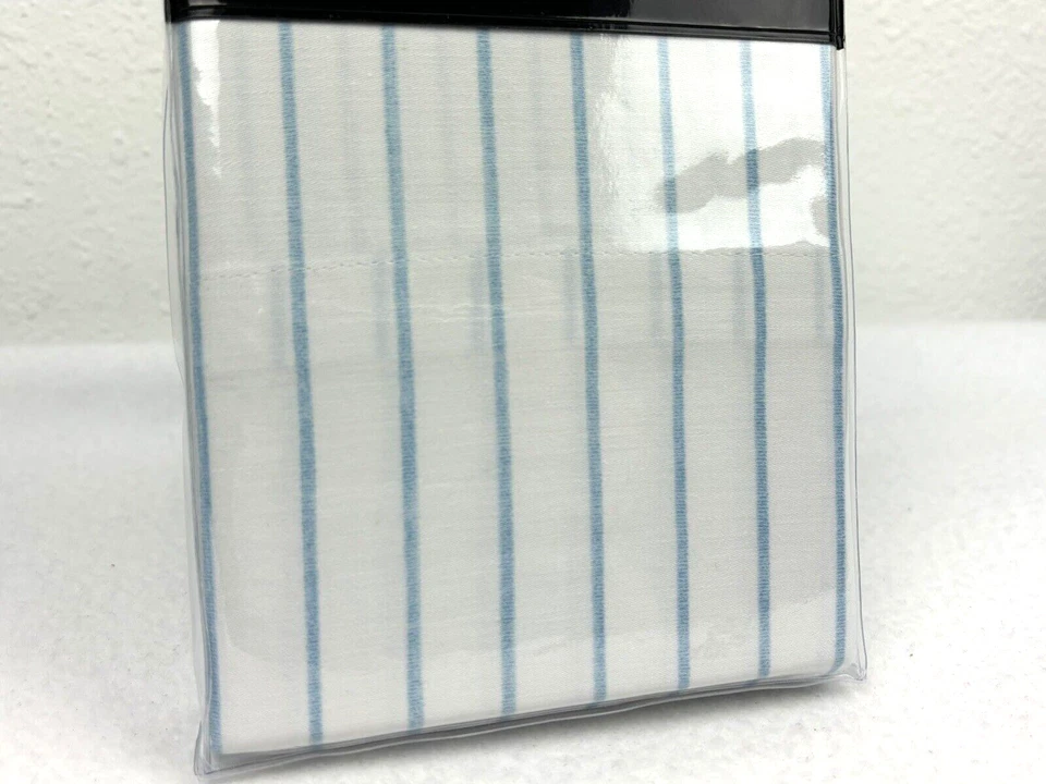 RALPH LAUREN KING Spencer Stripe Sateen Pillowcases Aqua Blue 100% Cotton - Image 3 of 4