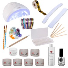 KIT  RICOSTRUZIONE UNGHIE COMPLETO GEL UV LED NO NDED LAMPADA 48 W LED PRIMER