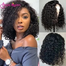 Peruvian Water Wave Human Hair Bob Wigs For Black Women 13x4 Lace Frontal Wig