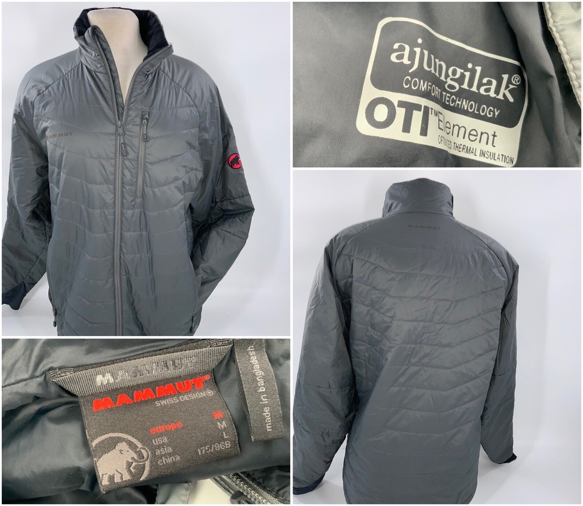 Mammut Puffer Jacket M Women Gray Poly Zip Ajungilak Pertex
