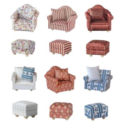Miniatur Sessel 8x6,5x7 cm oder Sessel-Hocker 4,5x3,5x3,5 cm für Wichtel ua