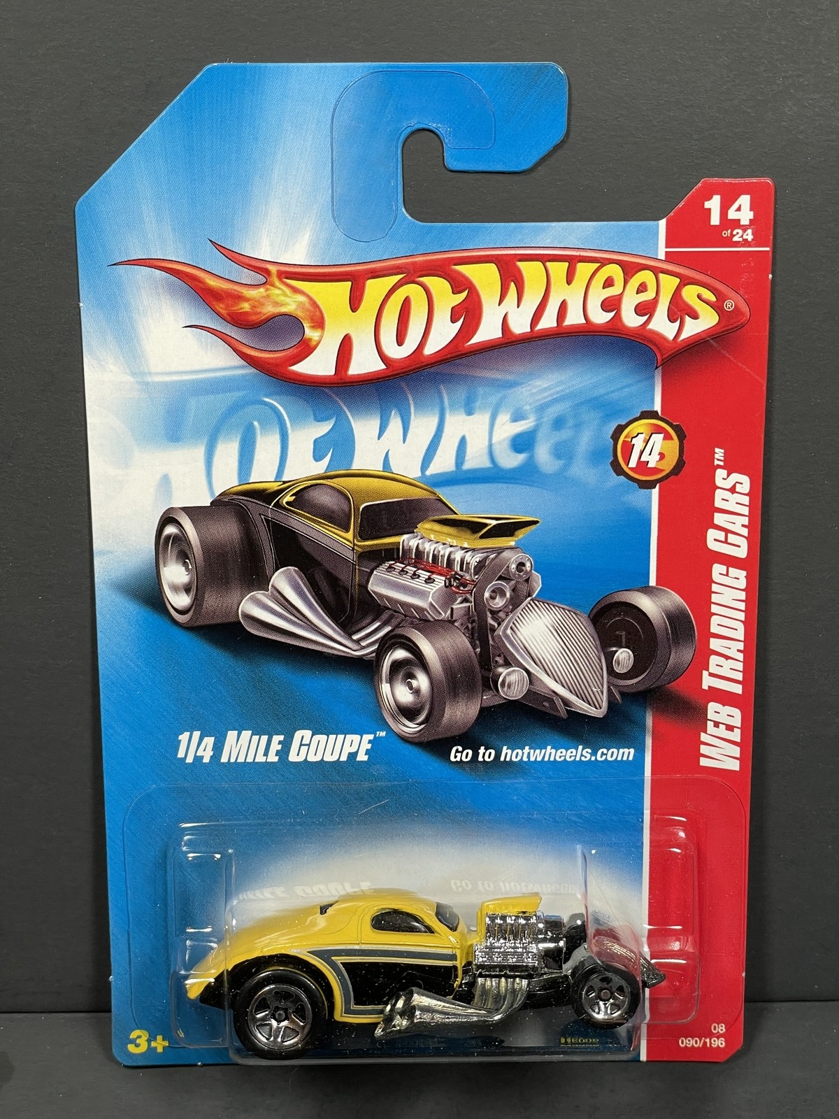 HOT WHEELS 2008 1/4 Mile Coupe #14/24, Yellow, Web Trading Cards, Col#90