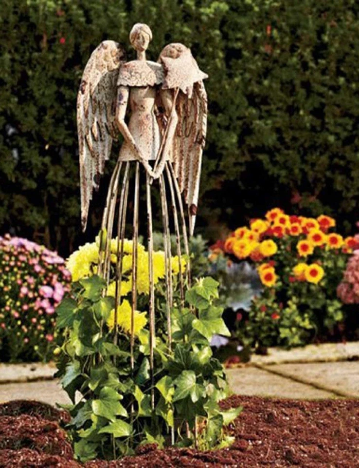 Antiqued Metal Garden Angel Statue Patio Lawn Yard Decorations For Mother’s day - Image 4 of 4