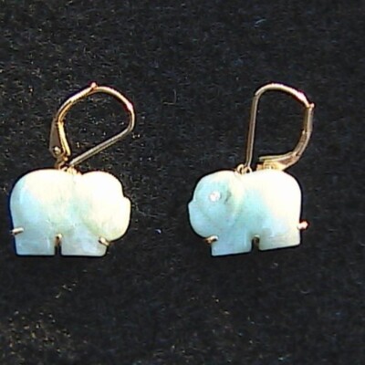 14k YG 0,26 kt Diamant Auge Elefant Ohrringe