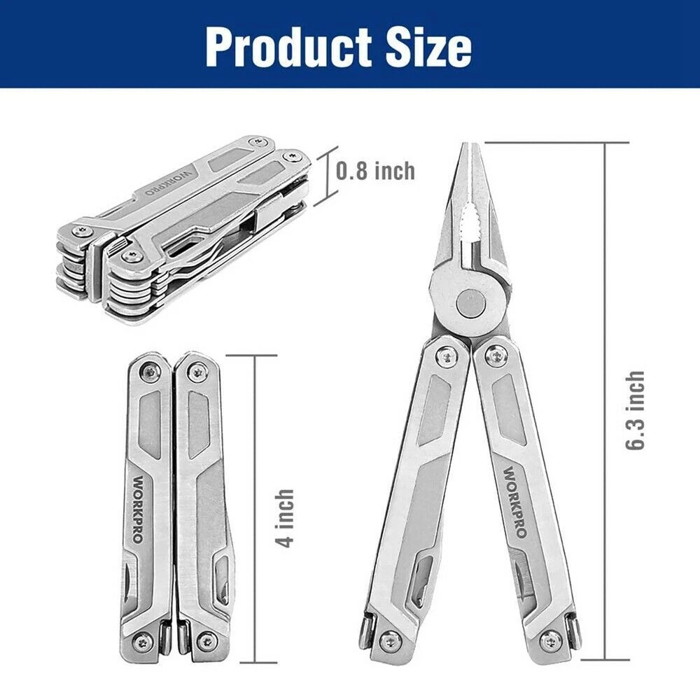 21-in-1 Multi Tool Pocket Knife with Safety Lock, Pliers, Sheath & 15 Functions