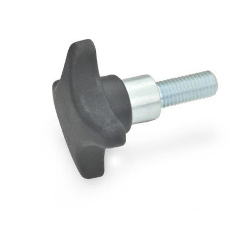 Kreuzgriffschraube mit Stahlbund aus Thermoplast, Durchmesser 63mm