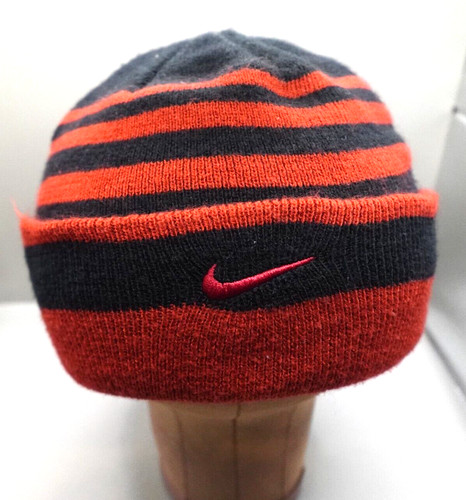 Nike Beanie Boy's Knit Hat Size Youth EUC Nike Logo Red Striped