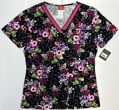 Dickies Women s Scrub V-Neck Floral Print Size XS