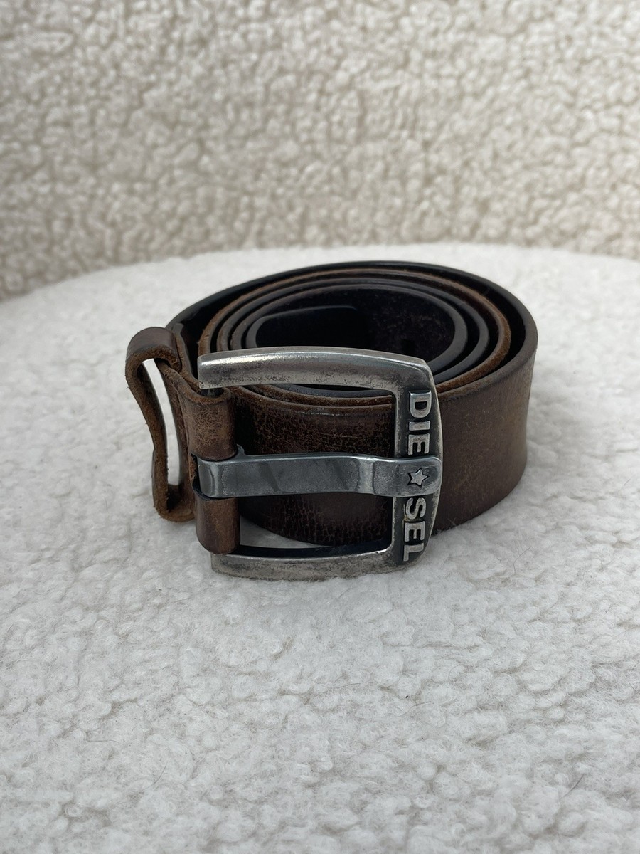Vintage DIESEL Leather Belt Made in Italy 95/38 Archival Grunge