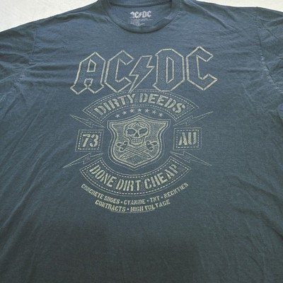 AC/DC Dirty Deeds Done Dirt Cheap T-Shirt Men's 2XL Black Graphic Music Band Tee