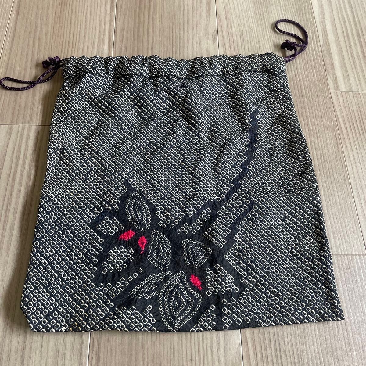 Drawstring bag, Japanese pattern, , squeezed, flo… - image 1