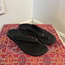  80 Olukai Ohana Women Size 8 Black Runner Orthopedic Beach Pool Flip Flops