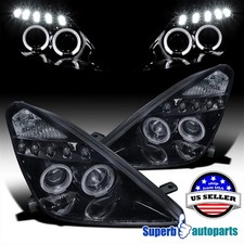 Fits 2000-2005 Toyota Celica Projector Headlights Halo Led Glossy Black Smoke Fits 2000-2005 Toyota Celica Projector Headlights Halo Led Glossy Black Smoke