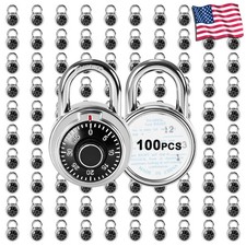 100Pcs Fixed Three Digital Combination Lock 50mm Black Turnplate Padlocks