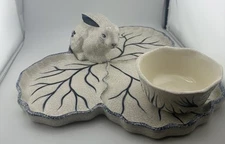 Vintage Dedham Rabbit/Bunny 2 Piece Chip and Dip Set Easter