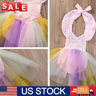 Baby Girl 1st Birthday Party Tutu Bodysuit Dress Bow Skirts Princess Clothes New