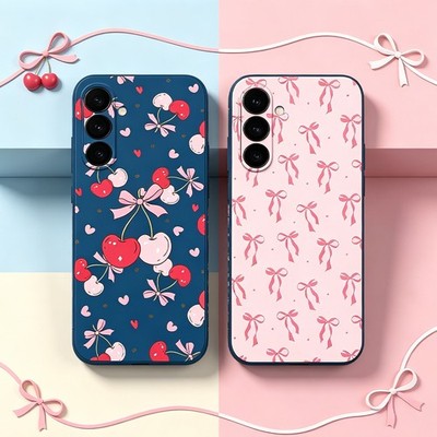 Für Samsung Galaxy S26 Ultra S24 A17 A57 A16 Kirsche Herz Schleife TPU Tasche