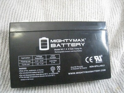 MIGHTY MAX BATTERY 6-Volt 7 Ah Sealed Lead Acid (SLA) Rechargeable Battery ML7-6